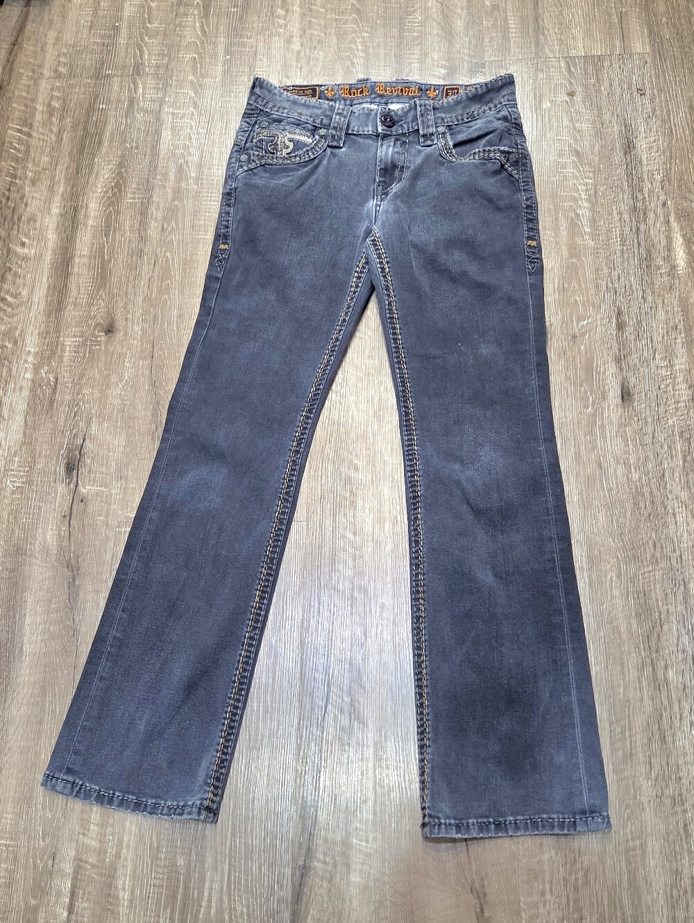Rock Revival Quinlan Mens Preowned Slim Boot Jeans Black Size 30"x31"
